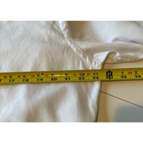 Johnston & Murphy Button Up Shirt Tailored Fit Sz L White Tonal Paisley Cotton - Picture 14 of 16